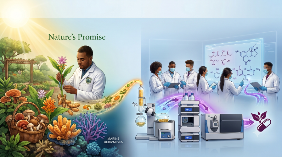 Image of pathway of products sourced by nature.